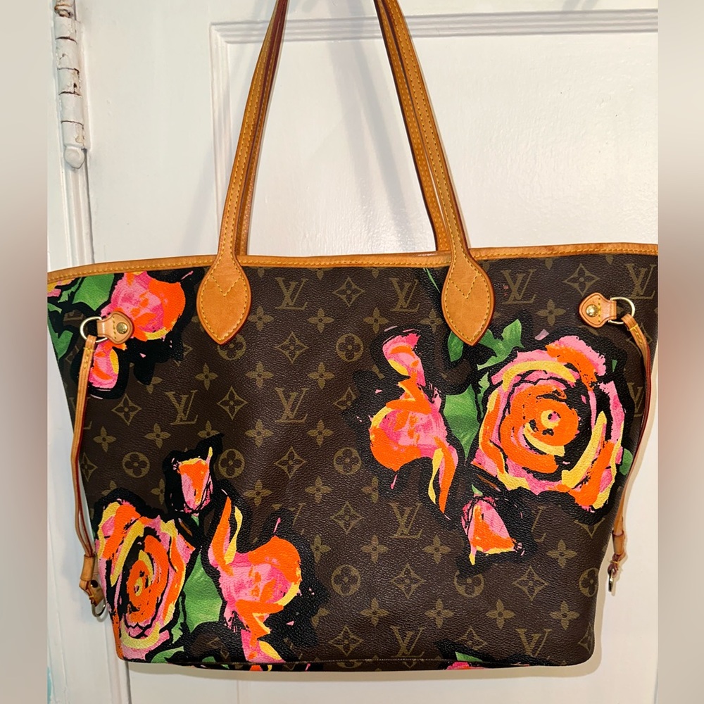 Authentic Louis Vuitton Monogram Roses Neverfull Tote